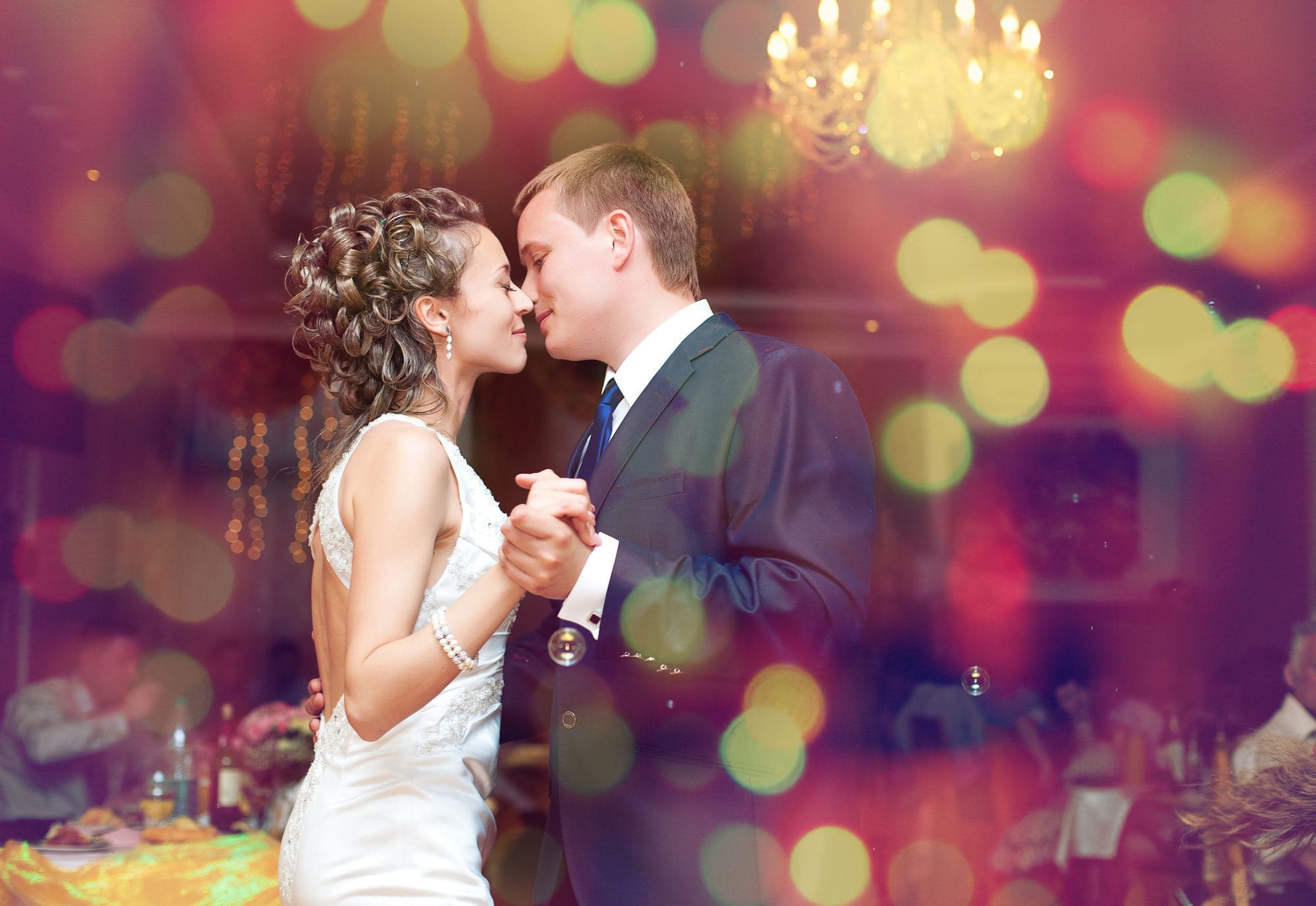 Bride and groom sharing their first dance